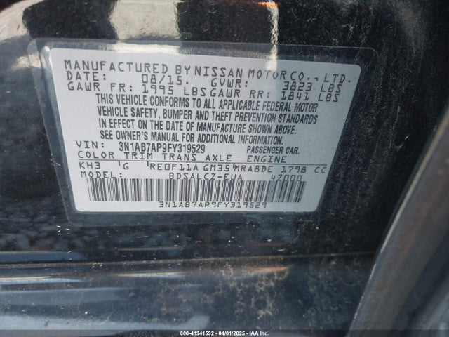 3N1AB7AP9FY319529 Nissan SENTRA S