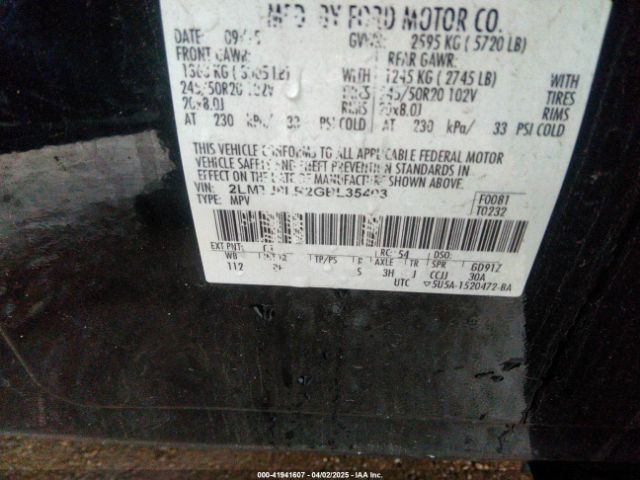 2LMTJ8LR2GBL35403 Lincoln Mkx Reserve