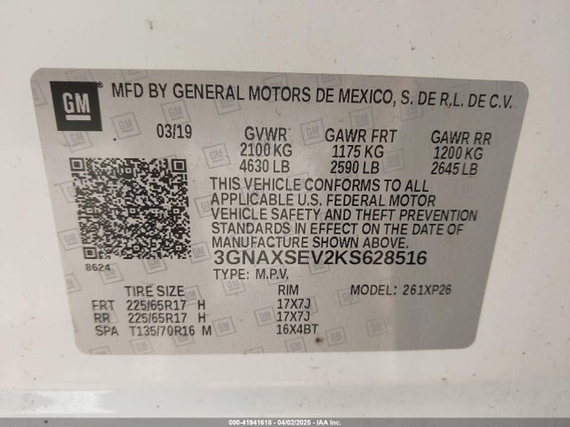 Chevrolet EQUINOX LS 2019 3GNAXSEV2KS628516 Image 9