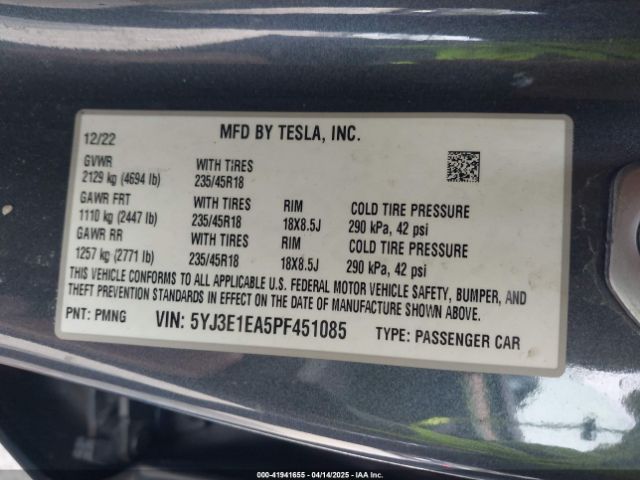 2023 TESLA MODEL 3 5YJ3E1EA5PF451085 Photo 8