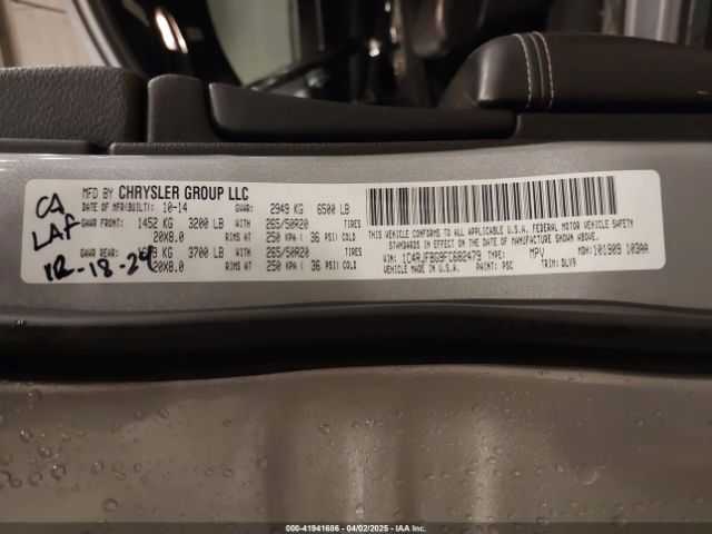1C4RJFBG9FC682479 Jeep Grand Cherokee Limited