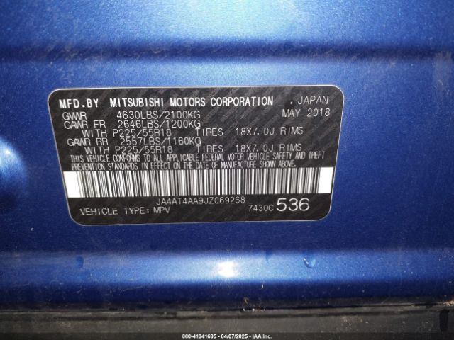 JA4AT4AA9JZ069268 Mitsubishi Eclipse Cross Le