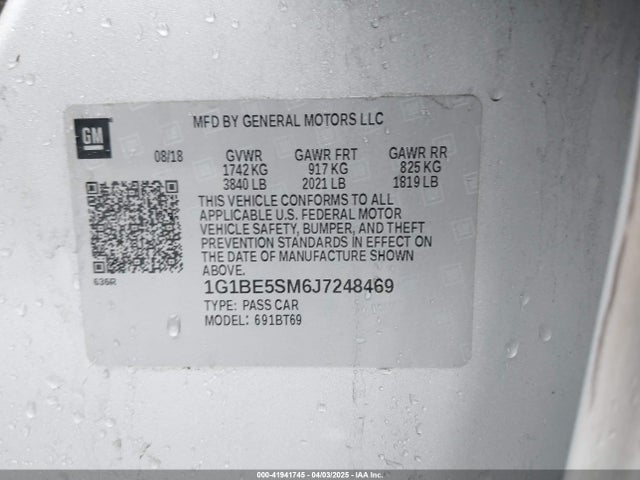 1G1BE5SM6J7248469 Chevrolet Cruze Lt Auto