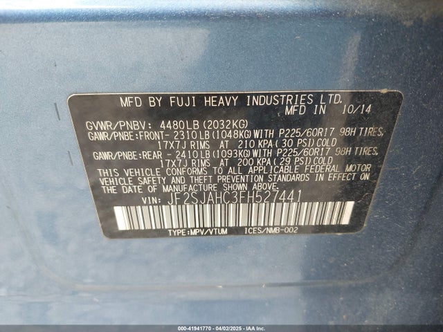 JF2SJAHC3FH527441 Subaru Forester 2.5i Limited