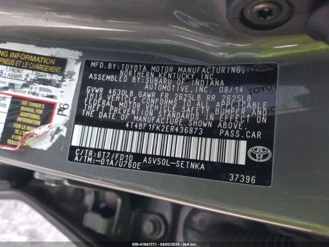 4T4BF1FK2ER436873 Toyota CAMRY LE