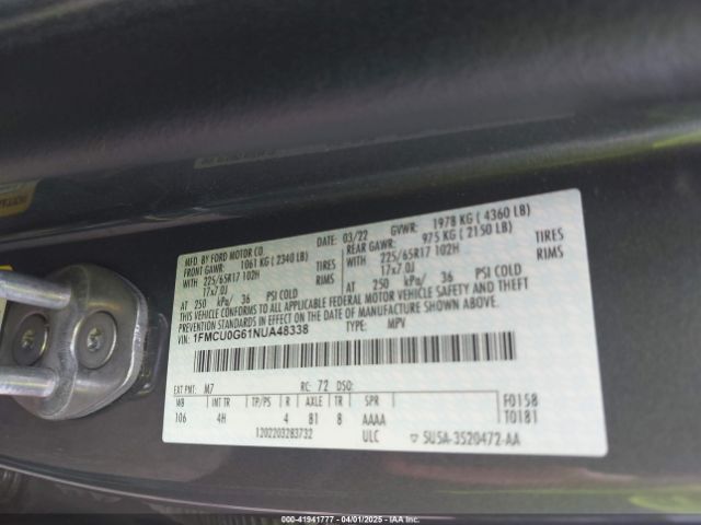 2022 FORD ESCAPE 1FMCU0G61NUA48338 Photo 8