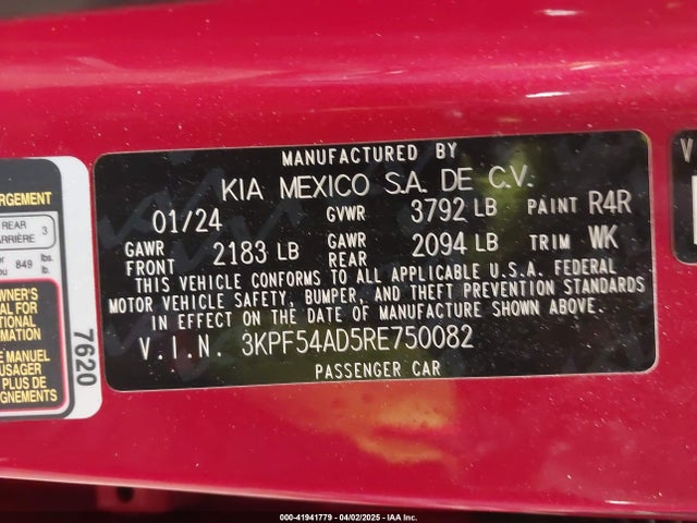 3KPF54AD5RE750082 KIA mpi nu