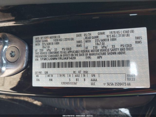 1FMCU0MN1RUA91420 Ford Escape St-line