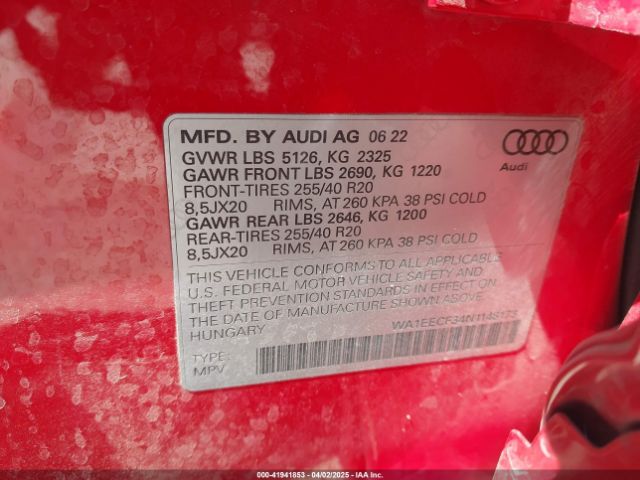 WA1EECF34N1148173 Audi Q3 Premium Plus 45 Tfsi S Line Quattro Tiptronic