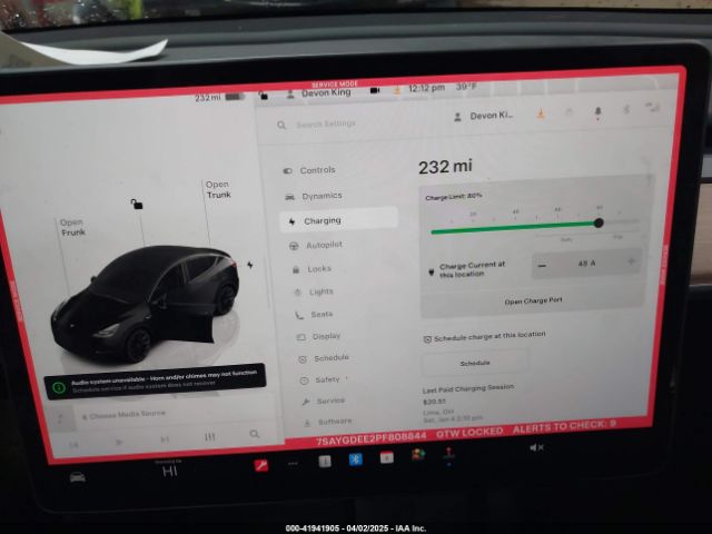 7SAYGDEE2PF808844 Tesla Model Y Awd/long Range Dual Motor All-wheel Drive