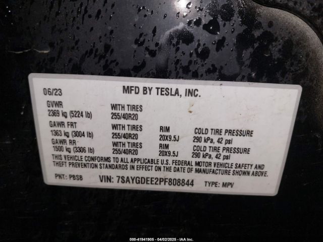 7SAYGDEE2PF808844 Tesla Model Y Awd/long Range Dual Motor All-wheel Drive