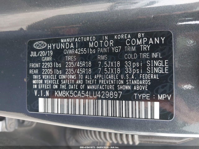 KM8K5CA54LU429897 Hyundai Kona Ultimate