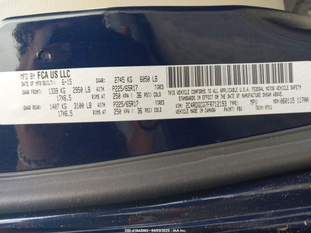 2C4RDGCG7FR712193 Dodge Grand Caravan Sxt