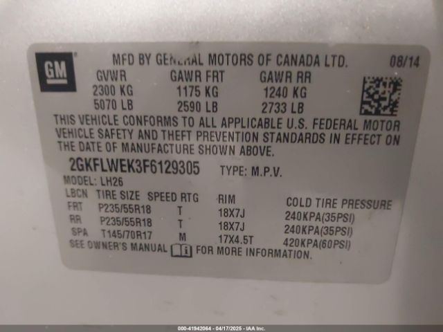 2GKFLWEK3F6129305 GMC Terrain Sle-2