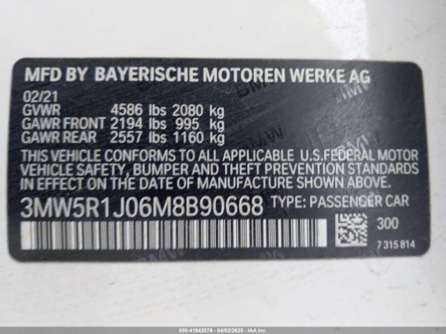2021 BMW 330I 3MW5R1J06M8B90668 Photo 8