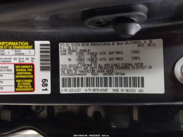 3TMCZ5AN2MM444249 Toyota Tacoma Trd Off-road