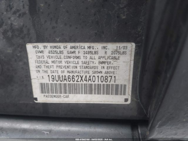 2004 ACURA TL 19UUA662X4A010871 Photo 8