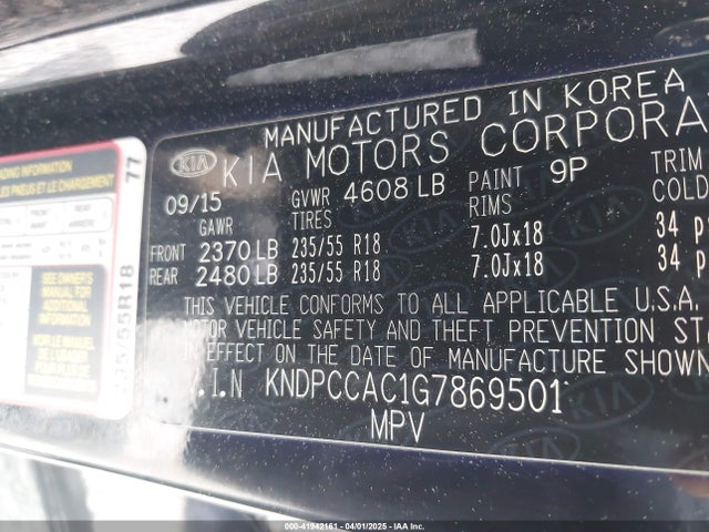 KNDPCCAC1G7869501 KIA Sportage Ex