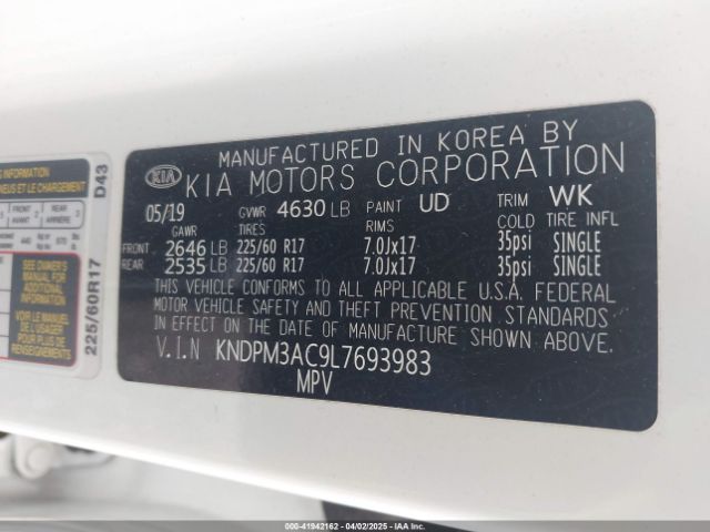 KNDPM3AC9L7693983 KIA Sportage Lx