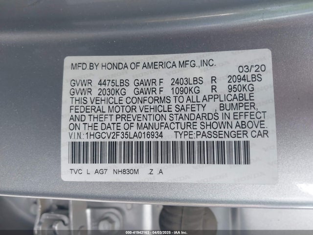 1HGCV2F35LA016934 Honda Accord Sport