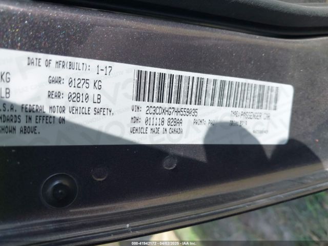 2C3CDXHG7HH559035 Dodge Charger Sxt Rwd