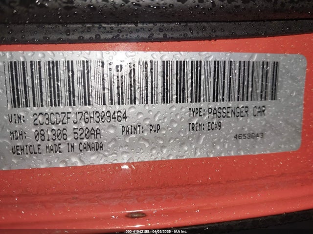 Dodge Challenger 2016 2C3CDZFJ7GH309464 Image 9
