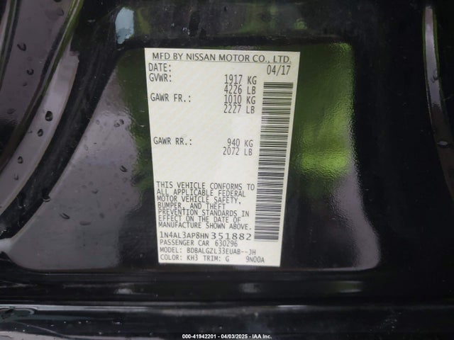 1N4AL3AP8HN351882 Nissan Altima 2.5 S