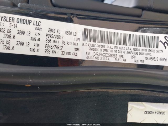 1C4RJFAG7EC516669 Jeep Grand Cherokee Laredo