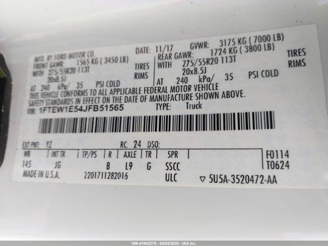 1FTEW1E54JFB51565 Ford F-150 Xl