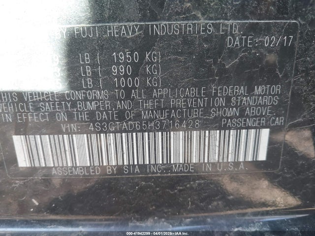 4S3GTAD65H3716428 Subaru Impreza 2.0i Premium