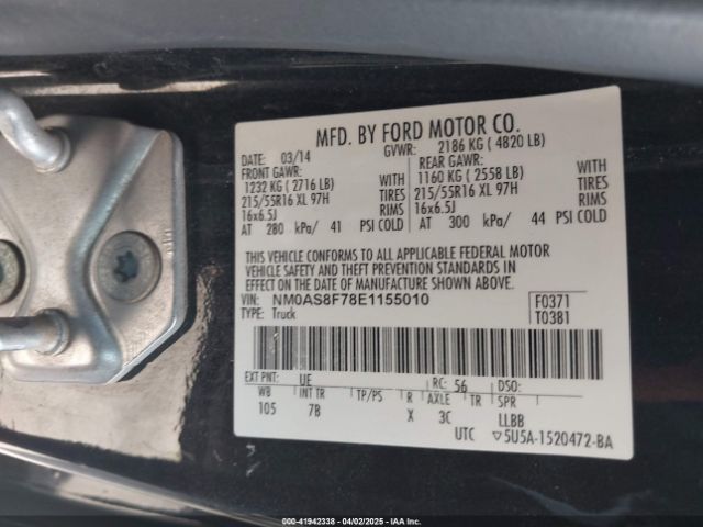 NM0AS8F78E1155010 Ford Transit Connect Xlt
