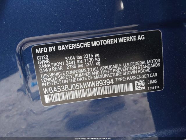 WBA53BJ05MWW89394 BMW 540I