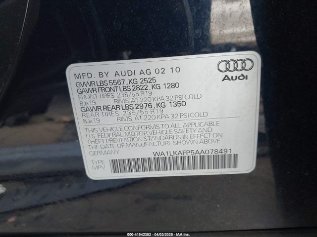 2010 AUDI Q5 WA1LKAFP5AA078491 Photo 8