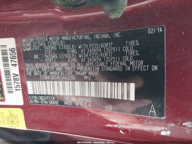 5TDKK3DC4ES462090 Toyota Sienna Le V6 8 Passenger
