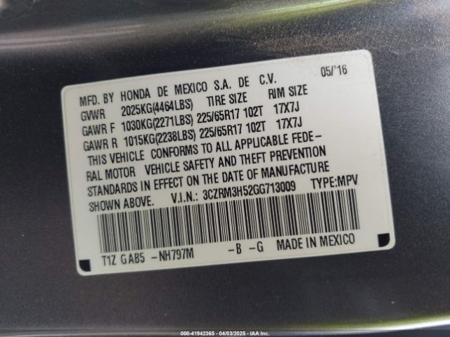 3CZRM3H52GG713009 Honda CR-V EX