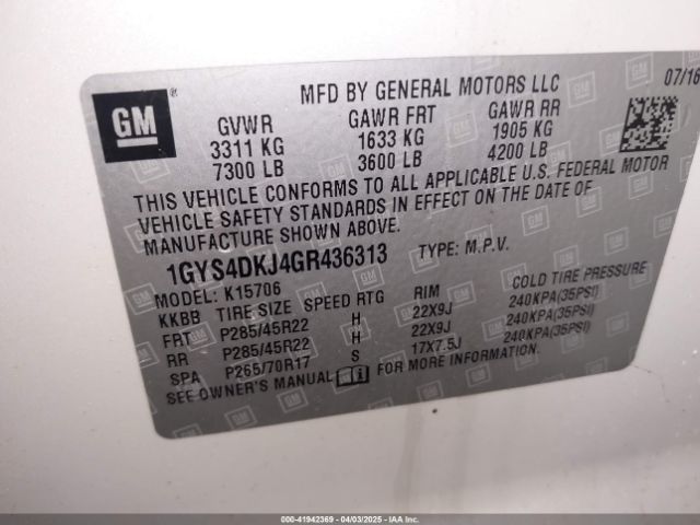 1GYS4DKJ4GR436313 Cadillac Escalade Platinum