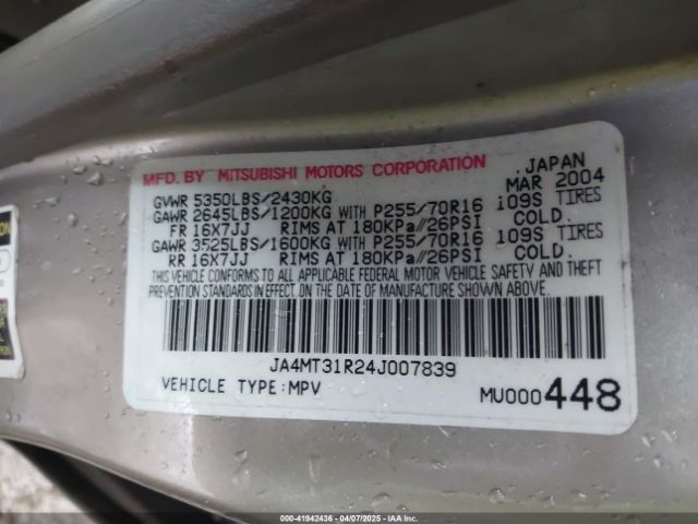 2004 MITSUBISHI MONTERO SPORT JA4MT31R24J007839 Photo 8