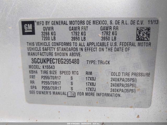 3GCUKPEC7EG295480 Chevrolet Silverado 1500 Work Truck 2wt