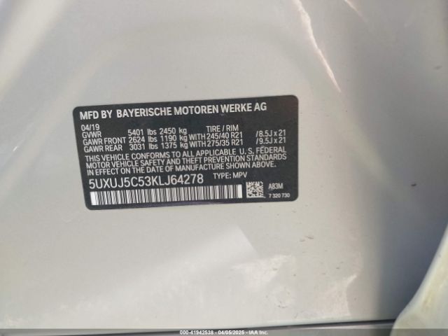 5UXUJ5C53KLJ64278 BMW X4 M40i