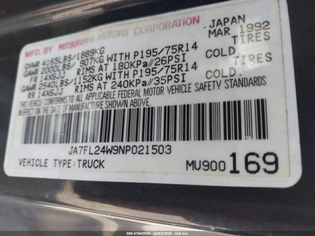 1992 MITSUBISHI MIGHTY MAX / S JA7FL24W9NP021503 Photo 8