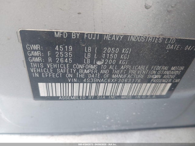 4S3BNAC6XF3063176 Subaru Legacy 2.5i Premium
