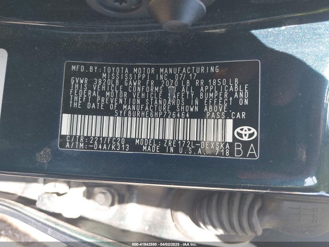Toyota COROLLA SE 2017 5YFBURHE6HP726464 Image 9