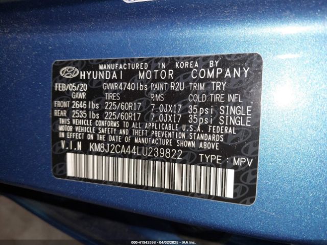 KM8J2CA44LU239822 Hyundai TUCSON SE