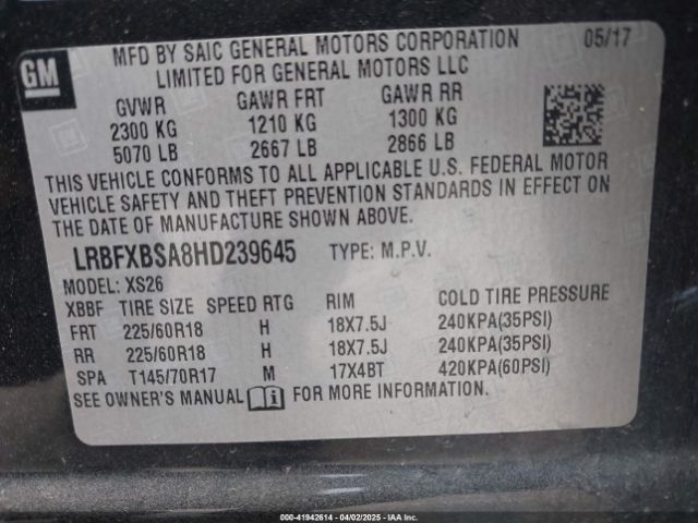 LRBFXBSA8HD239645 Buick Envision Essence