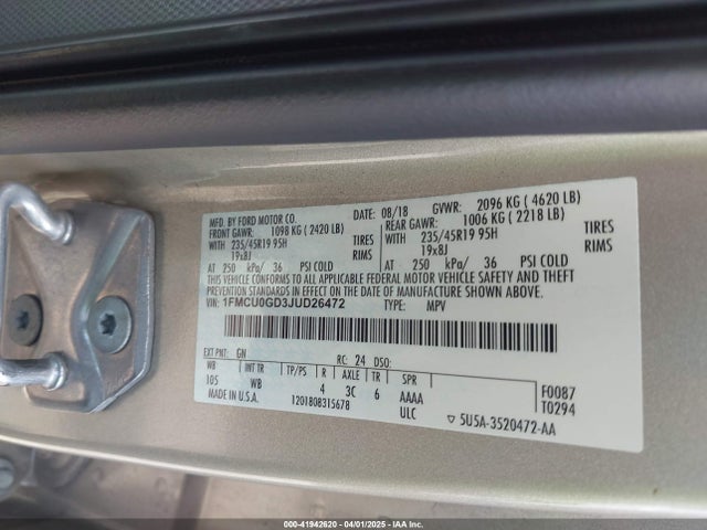 1FMCU0GD3JUD26472 Ford ESCAPE SE