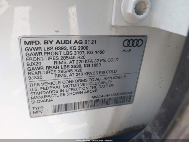2021 AUDI Q7 WA1AJAF7XMD030398 Photo 8