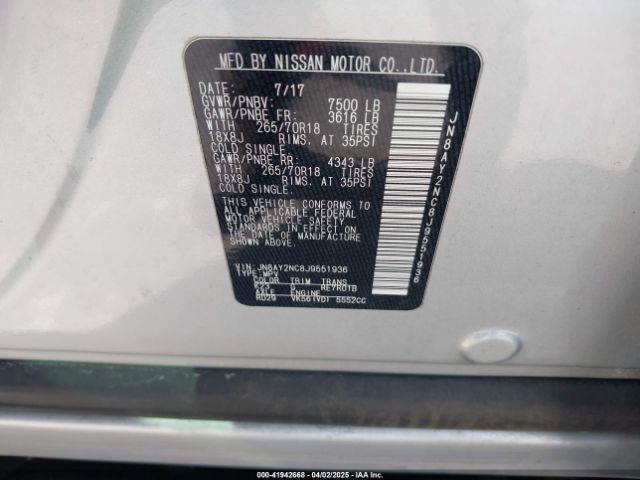 JN8AY2NC8J9551936 Nissan ARMADA SV