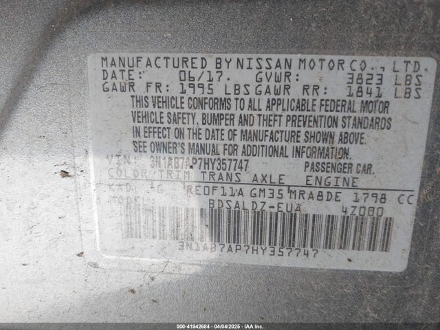3N1AB7AP7HY357747 Nissan SENTRA SV