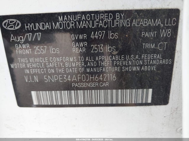 5NPE34AF0JH642116 Hyundai Sonata Sport