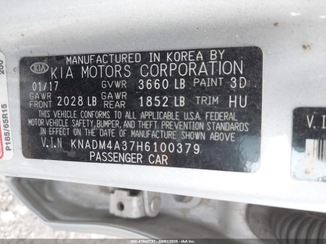KNADM4A37H6100379 KIA RIO LX